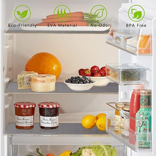 Miniatura 5 de Forro para estantes de cocina, forros para cajones, forros para refrigerador, tapetes impermeables para refrigerador con alfombrilla para armarios