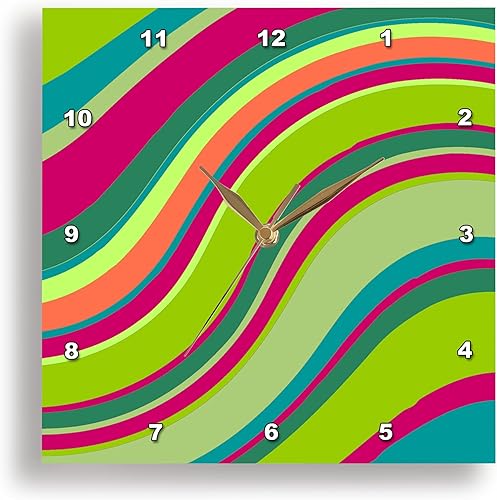 Miniatura 2 de 3dRose Reloj de pared silencioso - 15 pulgadas - Líneas onduladas retro azul verde - Rewards4life Gifts