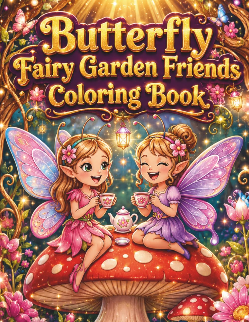 Butterfly Fairy Garden Friends Coloring Book: Cute Fairies and Whimsical Garden Animals Coloring Pages for Relaxation, Stress Relief, and Creative Expression