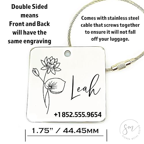 Miniatura 3 de Birth Flower Luggage Tag Personalized Luggage Tag Personalized Name Traveler Traveling Gift Luggage Tag Birth Month Flower Birthday Gift Lilly
