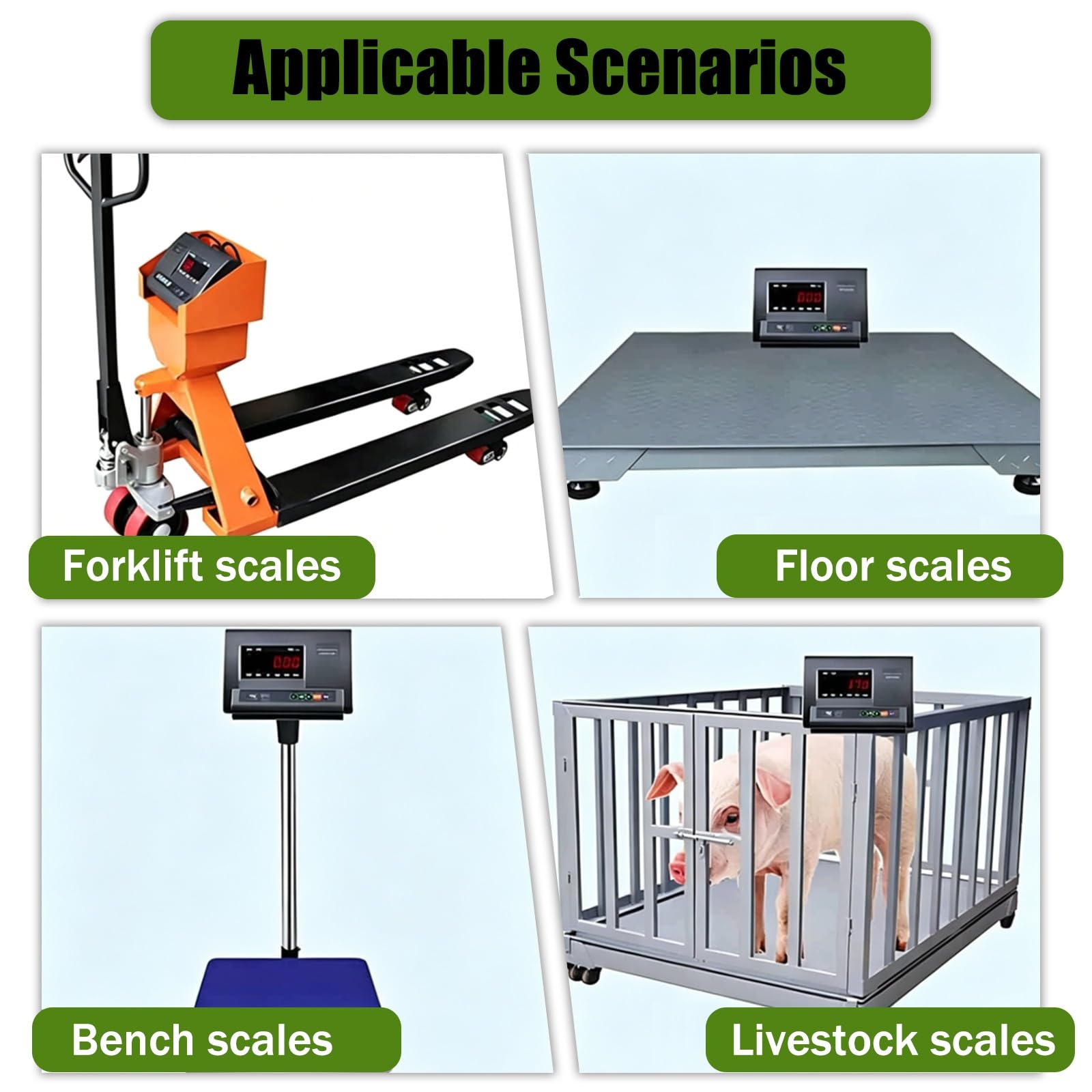 Kit Bilancia per Bestiame Elettronica,Bilancia per Scivolo per Bovini,Kit Bilancia per Animali,Bilancia Da Pavimento,Display a LED,Con 4 Celle Di Carico E Scatola Di Giunzione(2000kg)
