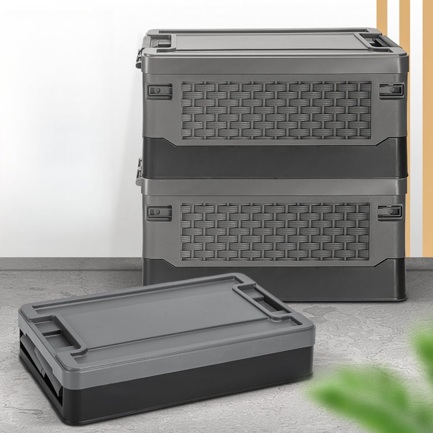 Amazon.com: Cest Mogai 35L Collapsible Stackable Storage Bins,Plastic ...