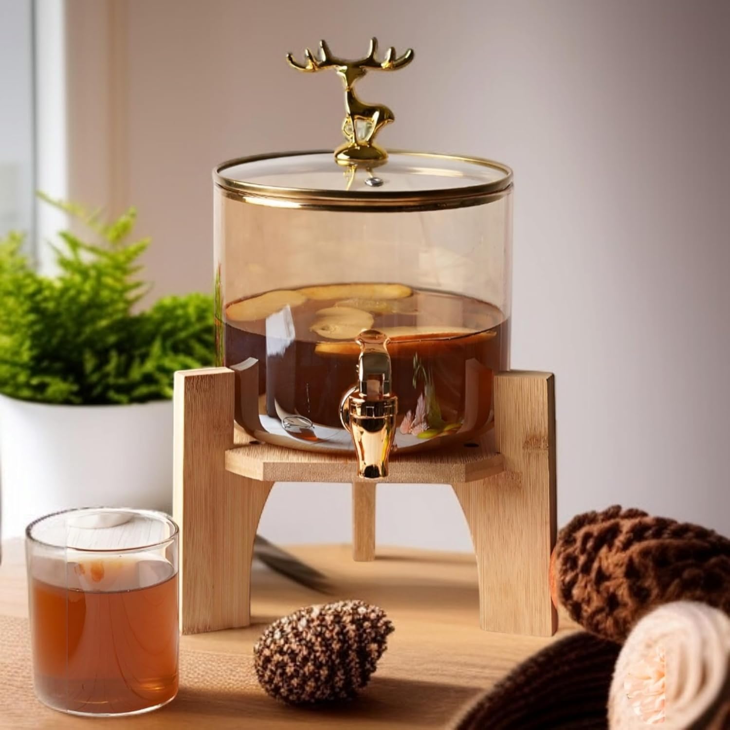 SINVEXA 2.6L Premium Borosilicate Glass Beverage Dispenser with
