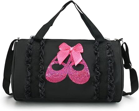 Cute Ballet Dance Bag,Tutu Dress Bag,Girls Dance Bag Gym Travel Duffle Bag for Girls,Personalized Waterproof Duffle Bag Dancing shoe pattern