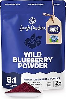 Jungle Powders Freeze Dried Wild Blueberry Powder 3.5 Ounce Bag Blueberry Powder For Smoothies Baking Extract Nordic Freeze Dried Blueberries No Sugar Added Additive-Free Bilberry Dehydrated