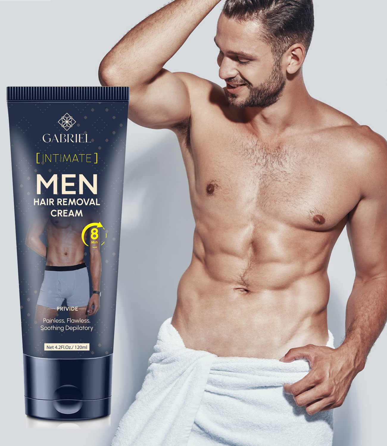 Intimate/Private Hair Removal Cream, Hair Remover For Men, Fast & Effective Hair Remover for Men's Underarm, Chest, Back, Legs, and Arms, 4.2 fl oz