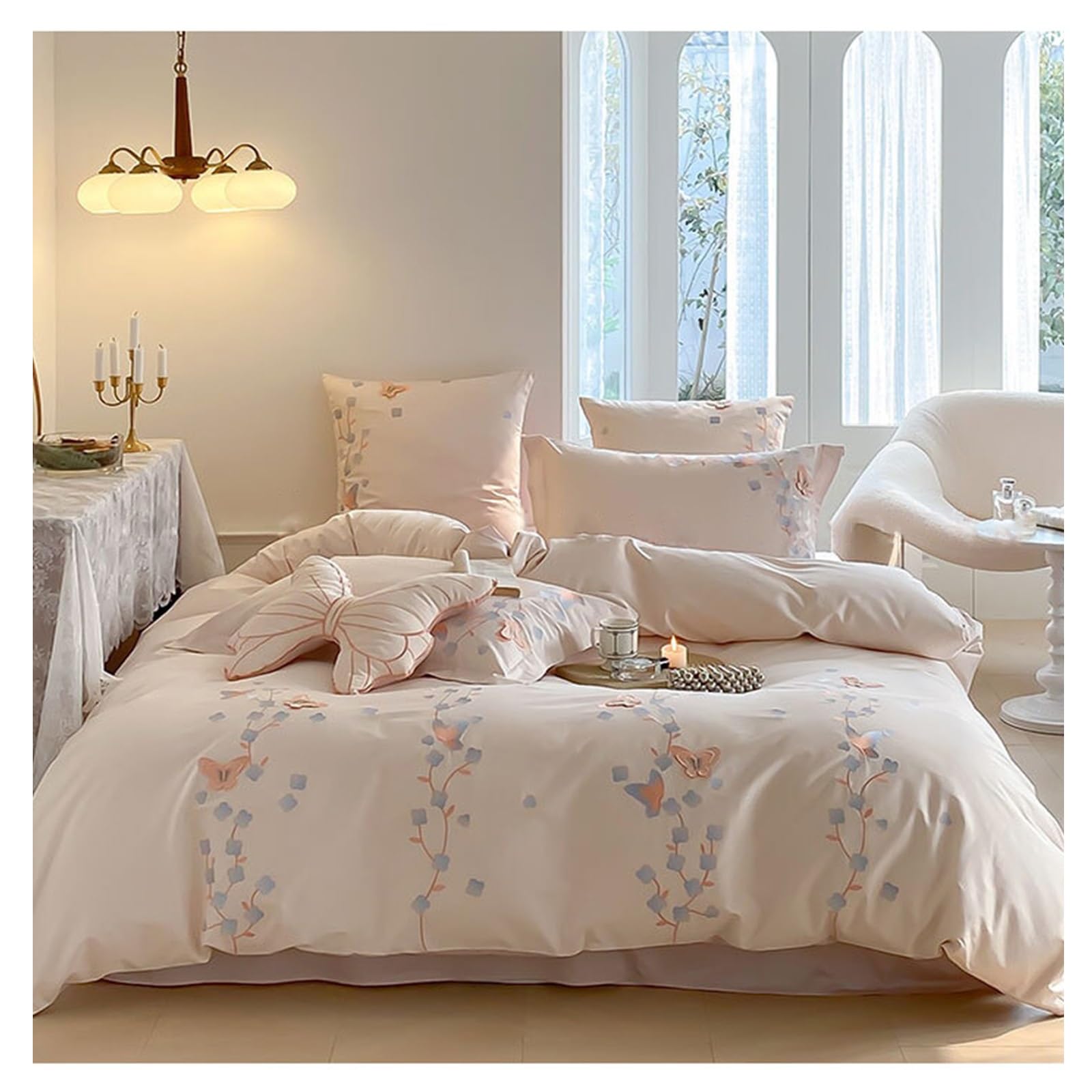 Housse de couette douce pour la peau et parure de lit coton respirant papillon