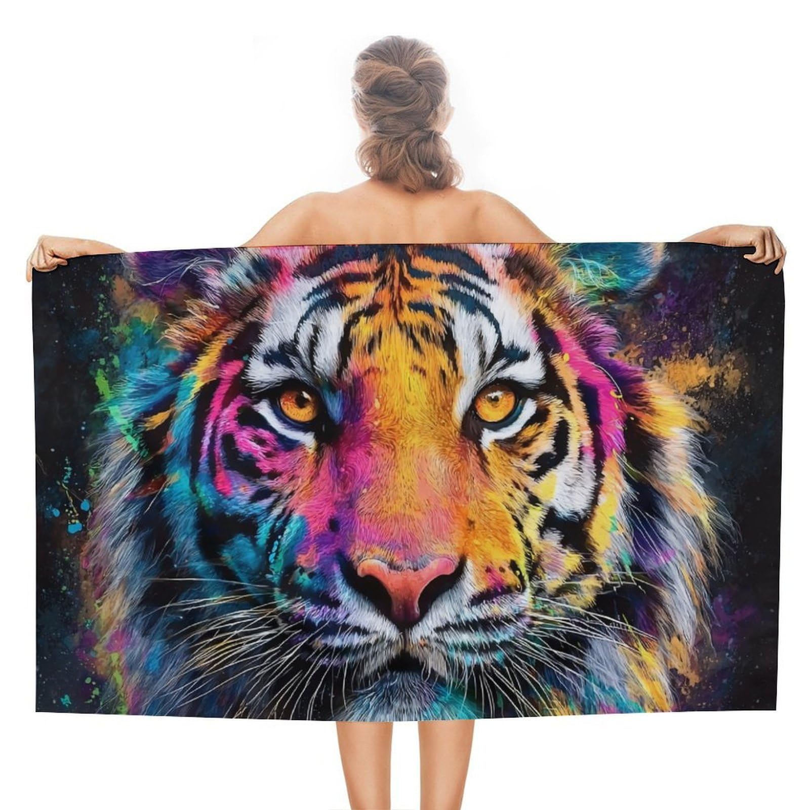 asbwuo Colorful Majestic Tiger Wild Animal Beach Towel