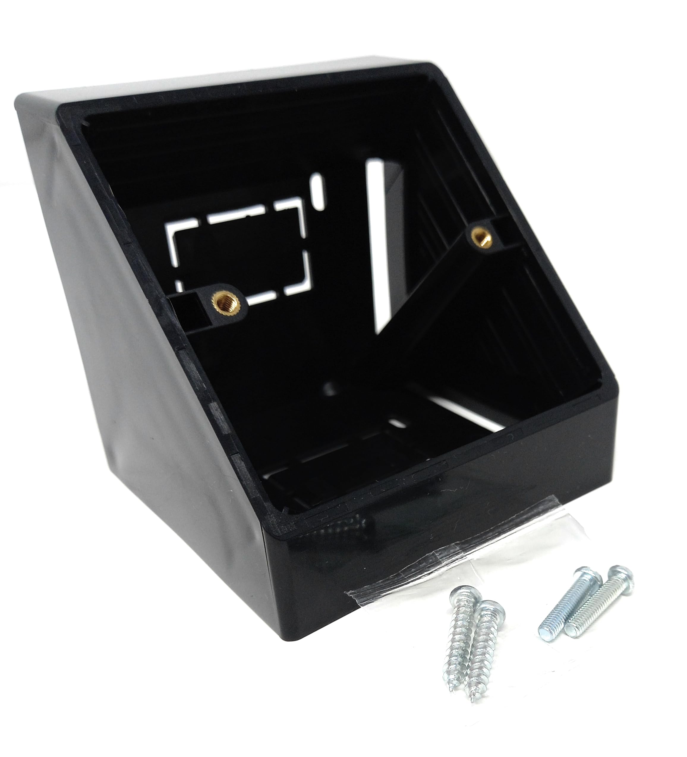 1pcs. 1 Gang Pattress Electrical Back Box - 45 Degree Angled Surface Mount, 85mm x 85mm for Faceplates and Workbench Installations, Black (1) - Image 4