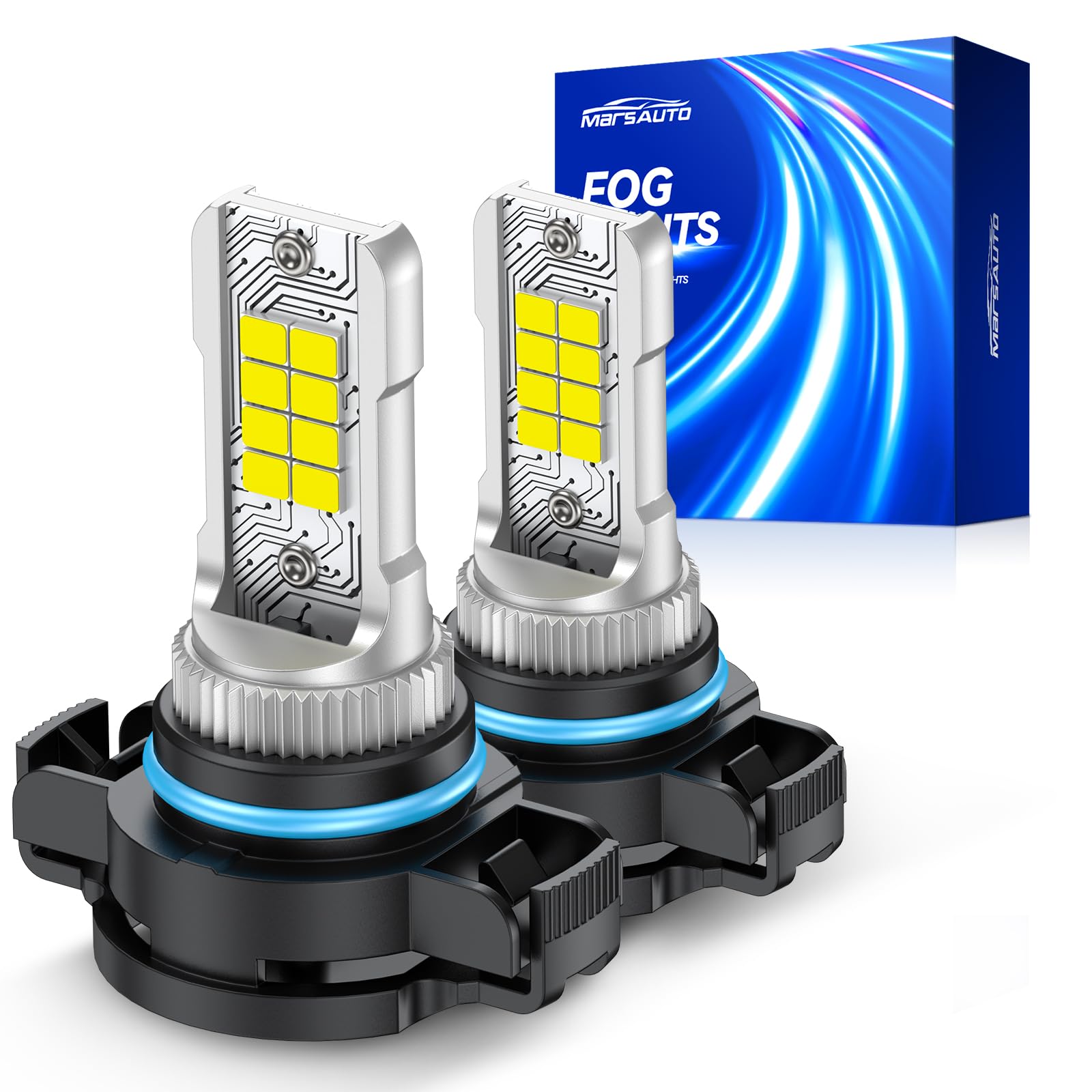 Marsauto G2S 5201/PS24W/5202 LED Fog Light Bulbs, 12000LM 6000K White