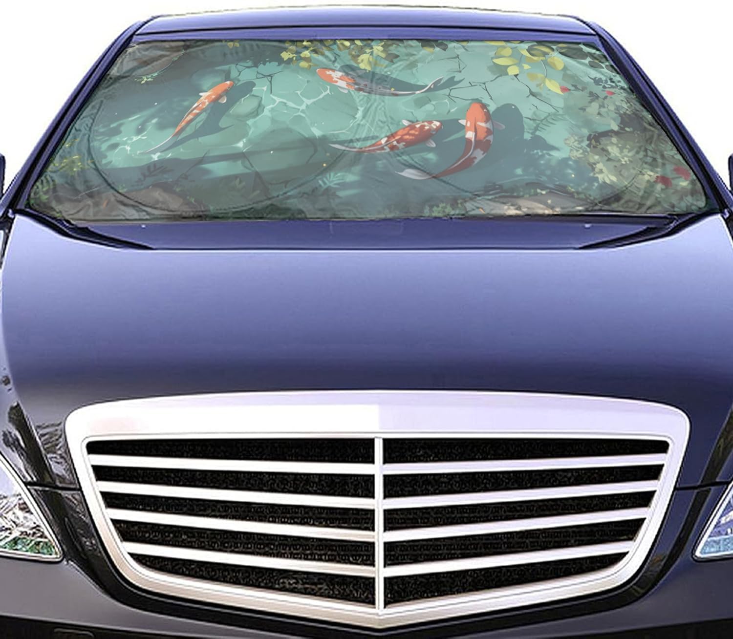 Car Sun Shade for Koi,Universal Fit Windshield Sunshade for Cars, SUVs, UV Protection & Heat Resistant Foldable Automotive Sun Shield,Summer Accessories Cute Cartoon Funny 59"x27.5"