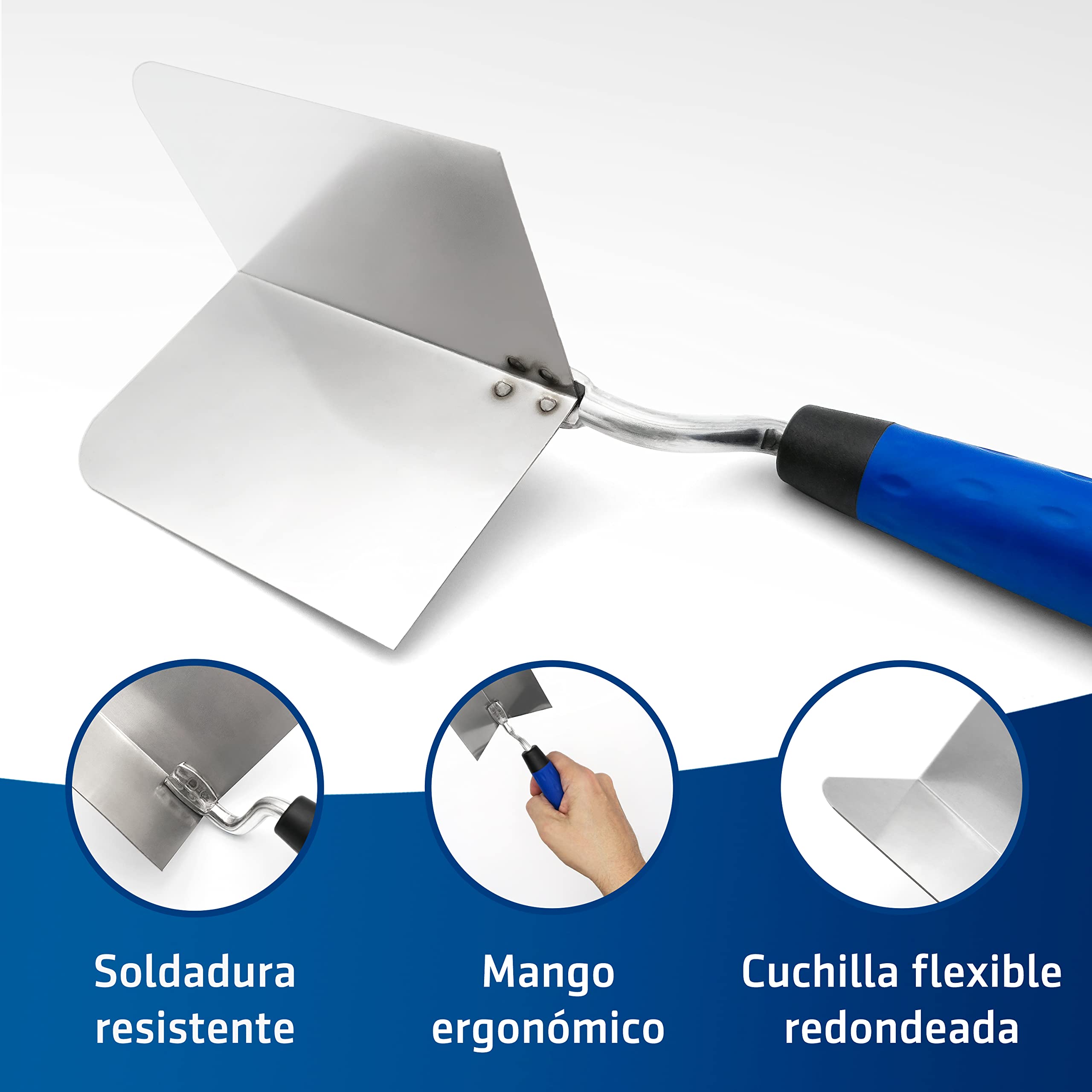 Premium: Paquete de 2 Cantoneras para Esquinas, Interior y Exterior | De Acero Inoxidable y con Mango Ergonómico | Herramienta Llana Alisar Paredes