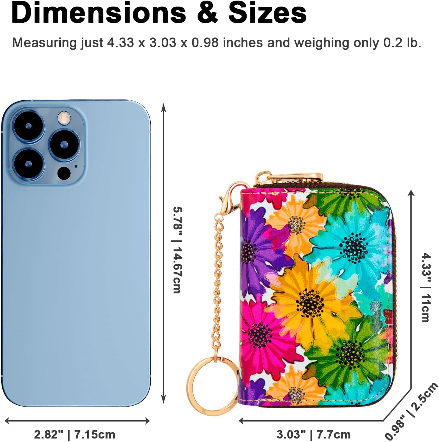 Credit Card Holder, RFID Blocking Wallet for Women Small Slim Leather Wallets with Keychain Zipper Business Cards Case (Spring Colorful Floral) image 4