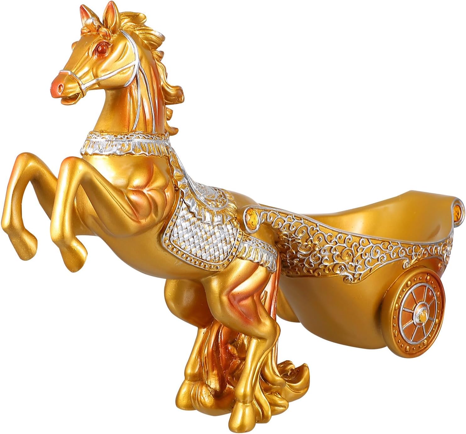 European Style Horse-Drawn Carriage Wine Rack Gold Desktop Bottle Holder Bar Decoration Stable Horizontal Storage for Kitchen Home Restaurant and Wine Cellar