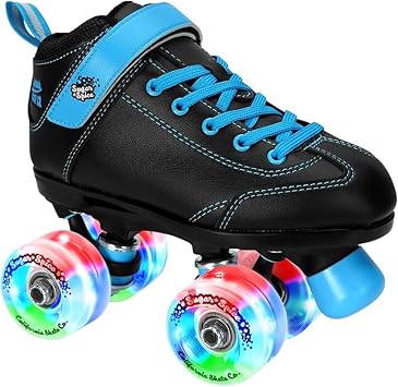Sure-Grip Sugar & Spice Kids Roller Skates - Durable Vinyl Boot with Comfortable Padding - Features Indoor/Outdoor Light-Up Wheels - Lightweight Nylon Plate & Trucks - Available in Junior Sizes Only