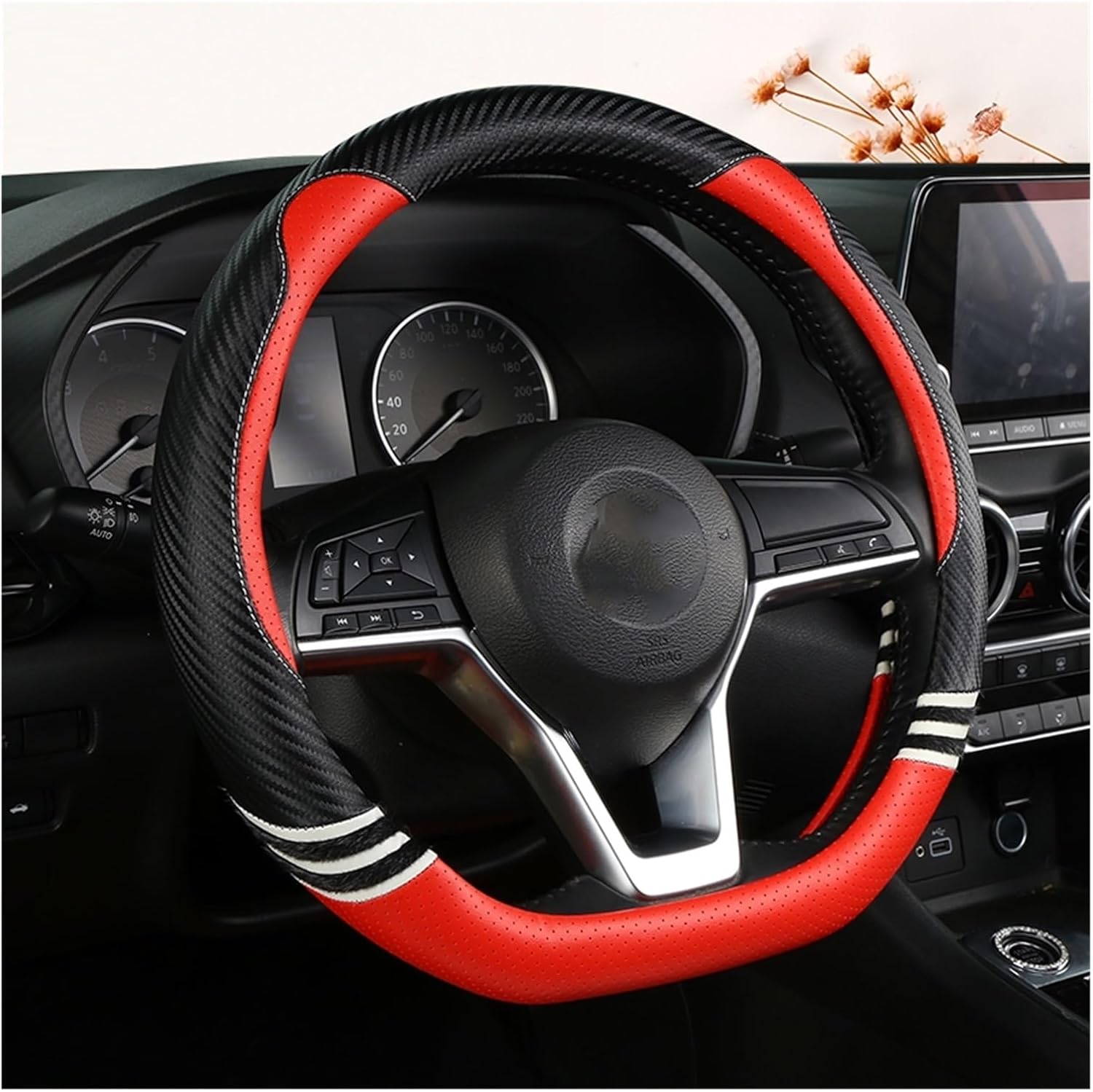 Car Steering Wheel Cover for D Type Car Steering Wheel Cover Leather Car Accessories Strong Grip Comfortable Driving (Color : 5#)
