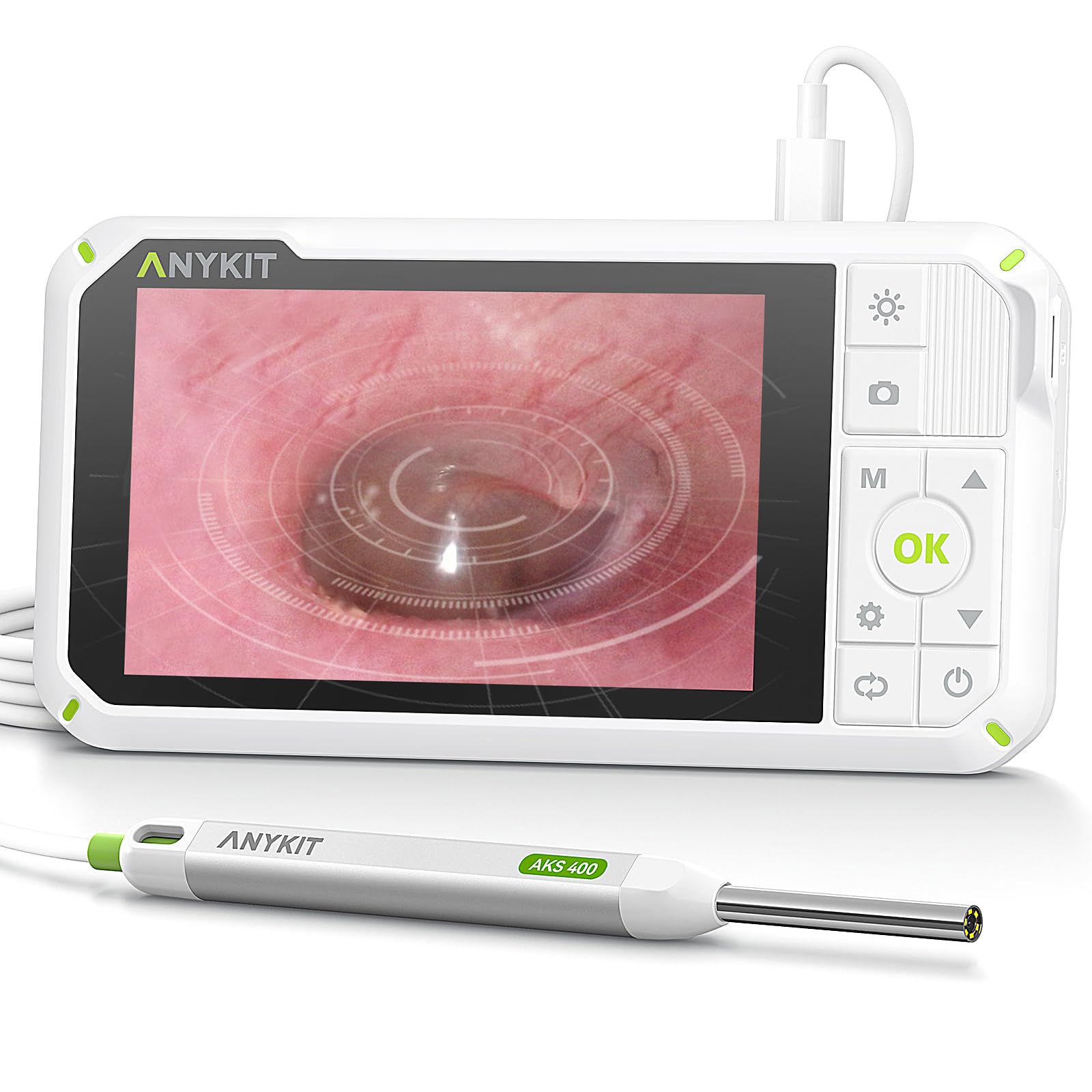 Digital Otoscope with Gyroscope, 4-inch IPS Screen, HD Ear Camera, 3.9mm Waterproof Ear Scope with 6 Lights, Earwax Removal Tool, 32GB Card, Supports Photo and Video Recording