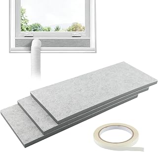 Paneles de espuma aislados de doble capa, paquete de 3 paneles de sellado de aislamiento para kit de sellado de ventilación de ventana de CA portátil, tablero de aislamiento ajustable grueso, relleno de espacios para ventana de aire acondicionado