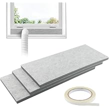 Double Layer Insulation Foam Panels, Portable Air Conditioner Window Vent Kit, Adjustable AC Window Seal Panels for Seal Heat, Fill Gap & Noise from Outside3-Pack