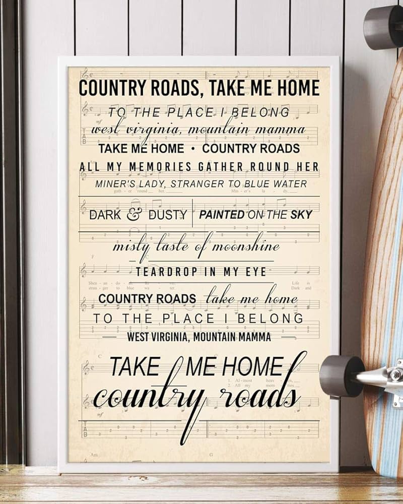amazon-com-take-me-home-country-roads-song-lyrics-portrait-poster-print-mattata-decor-24-x-36-posters-prints for Free Printable Country Music Lyrics Amazon.com: Take Me Home Country Roads Song Lyrics Portrait Poster Print Mattata Decor (24