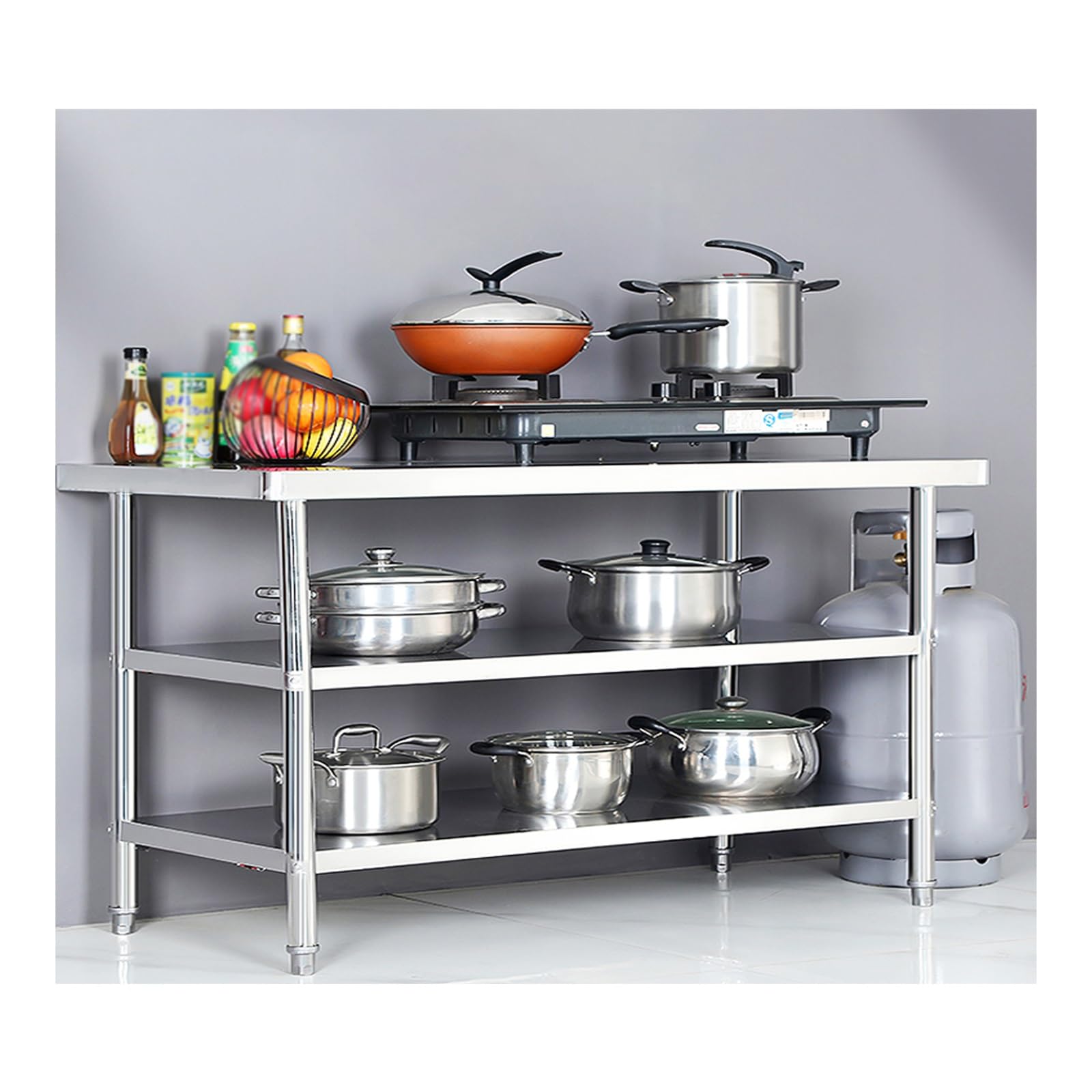 Stainless steel catering workbench, Thickened Material, Easy to Install, to Clean(120 * 40 * 80cm/47.2 * 15.7 * 31.5in)