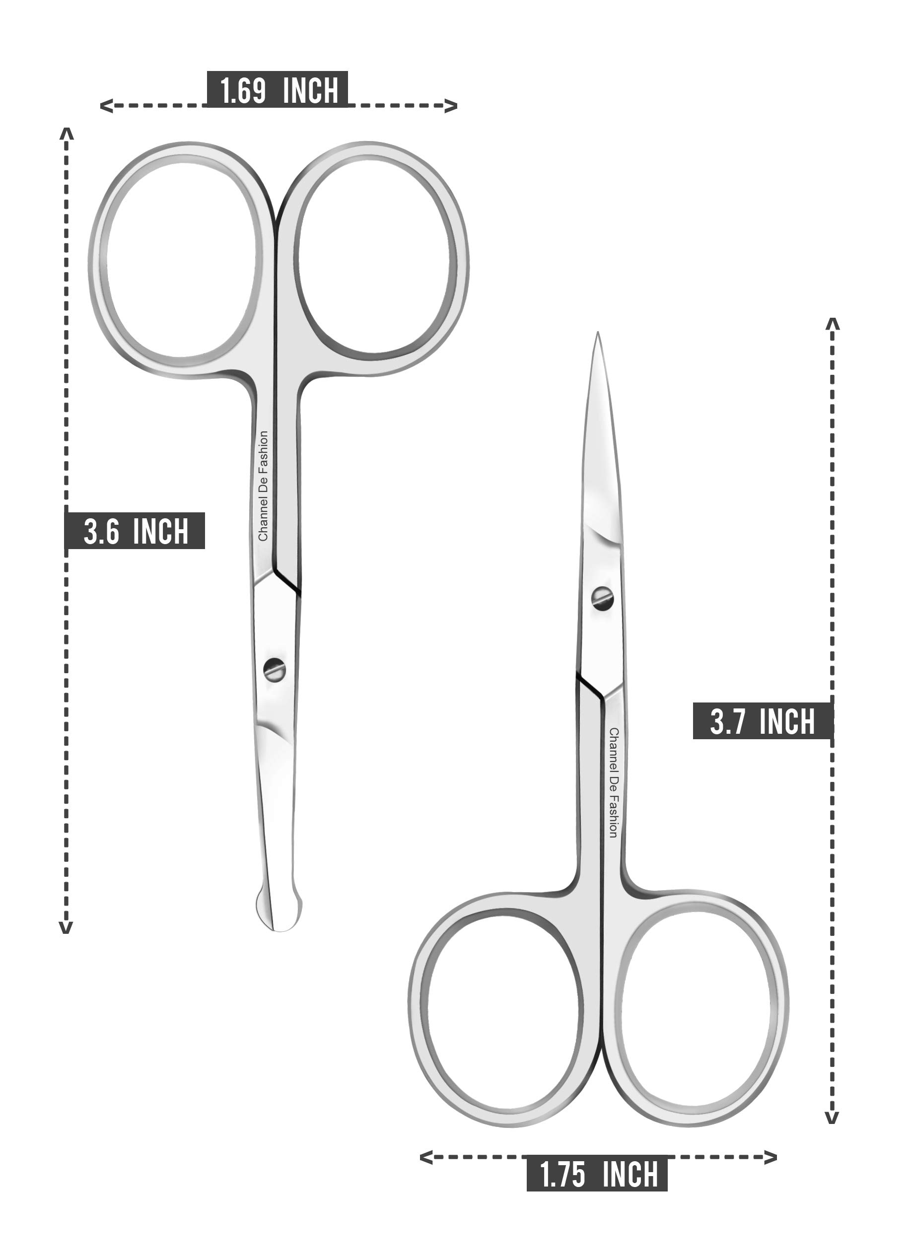 Premium Quality Multipurpose Facial Hair Scissor For Men - Mustache, Stainless Steel Pedicure Nail Scissor, Nose Hair And Beard Trimming Scissor, Eyebrows, Eyelashes And Ear hair Scissor (Pack Of 2) 1