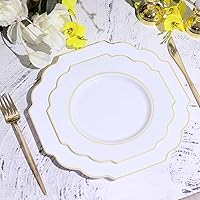 Vista 20 de Efavormart - Paquete de 10 platos de postre de plástico duro transparente de 8 pulgadas, vajilla desechable, platos de ensalada barrocos resistentes