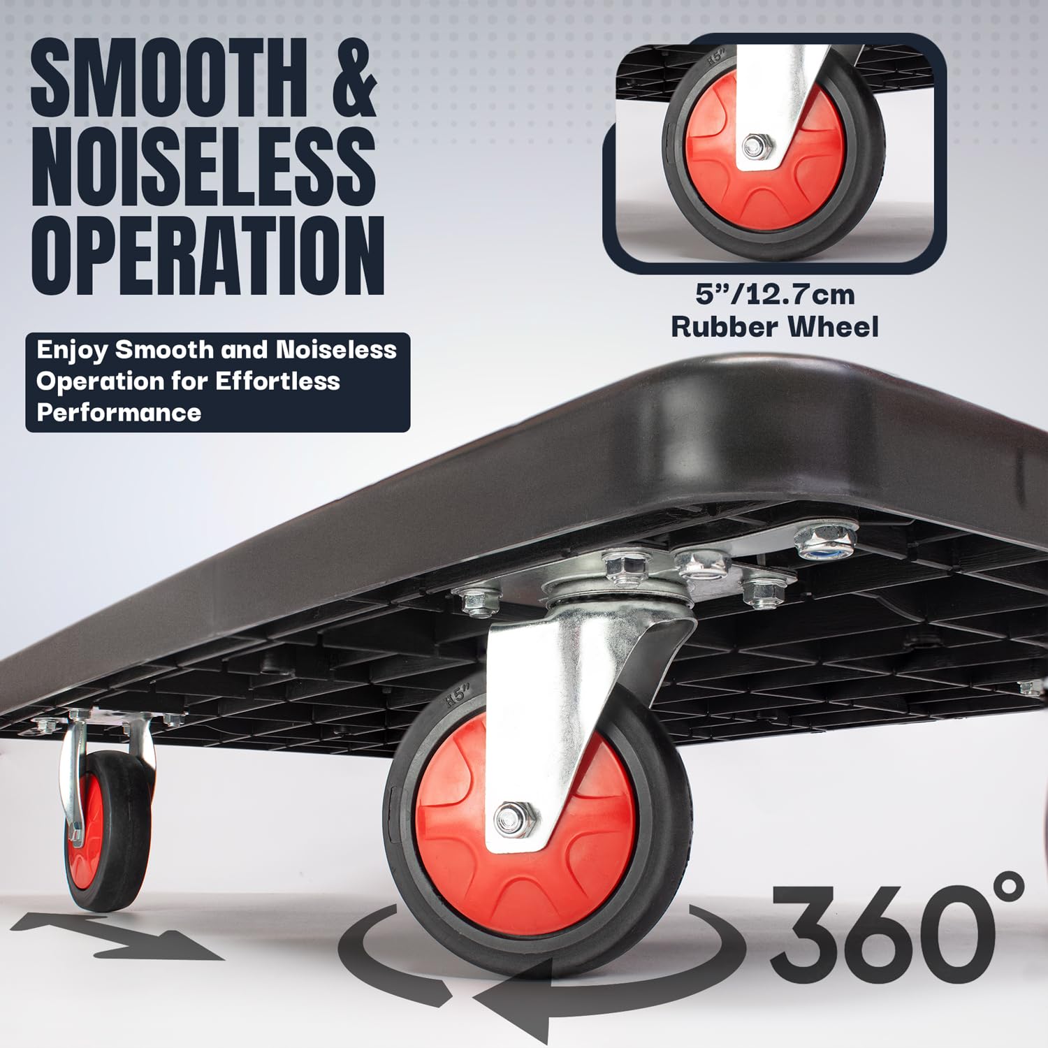Carrello resistente con piattaforma di 400 kg con 2 corde elastiche con ganci, carrello multiuso multiuso – pieghevole versatile