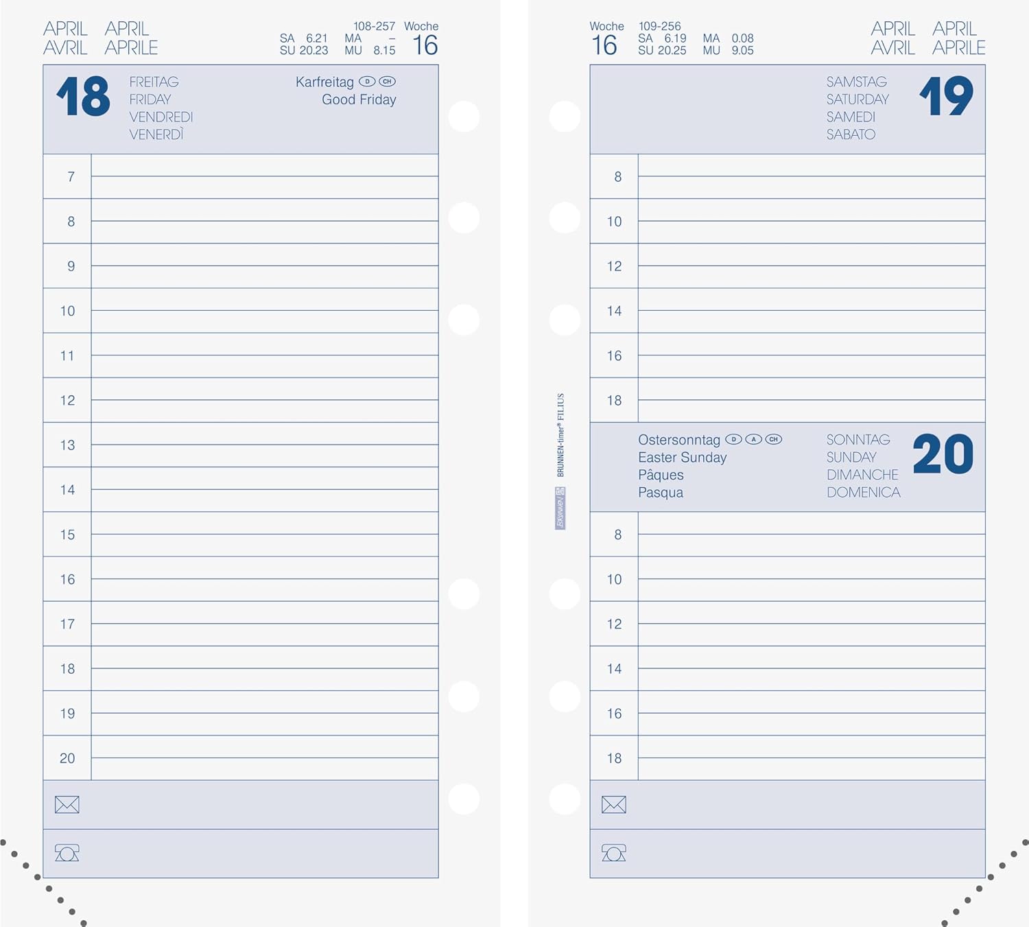 BRUNNEN Filius Daily Calendar 2026 93 x 172 mm