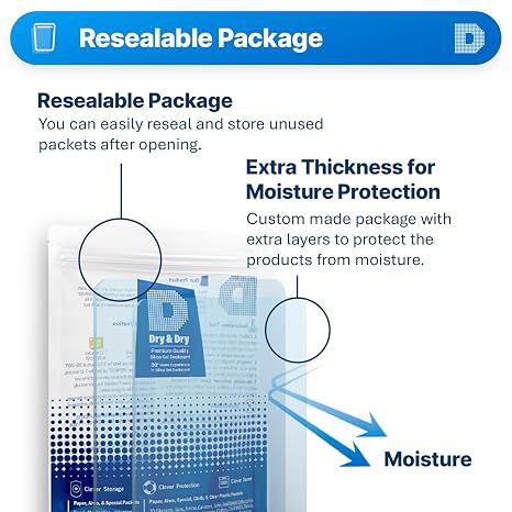 Dry & Dry 400 Gram [1 Packet] Silica Gel Packets, Desiccant Packs, Silica Gel - Rechargeable Silica Packets, Silica Gel Packs