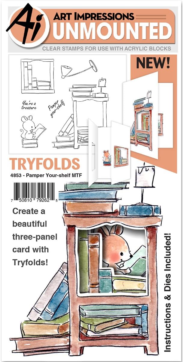 Art Impressions Mini Try'folds Clear Stamps Pamper Your Shelf, 10" x 4.5"
