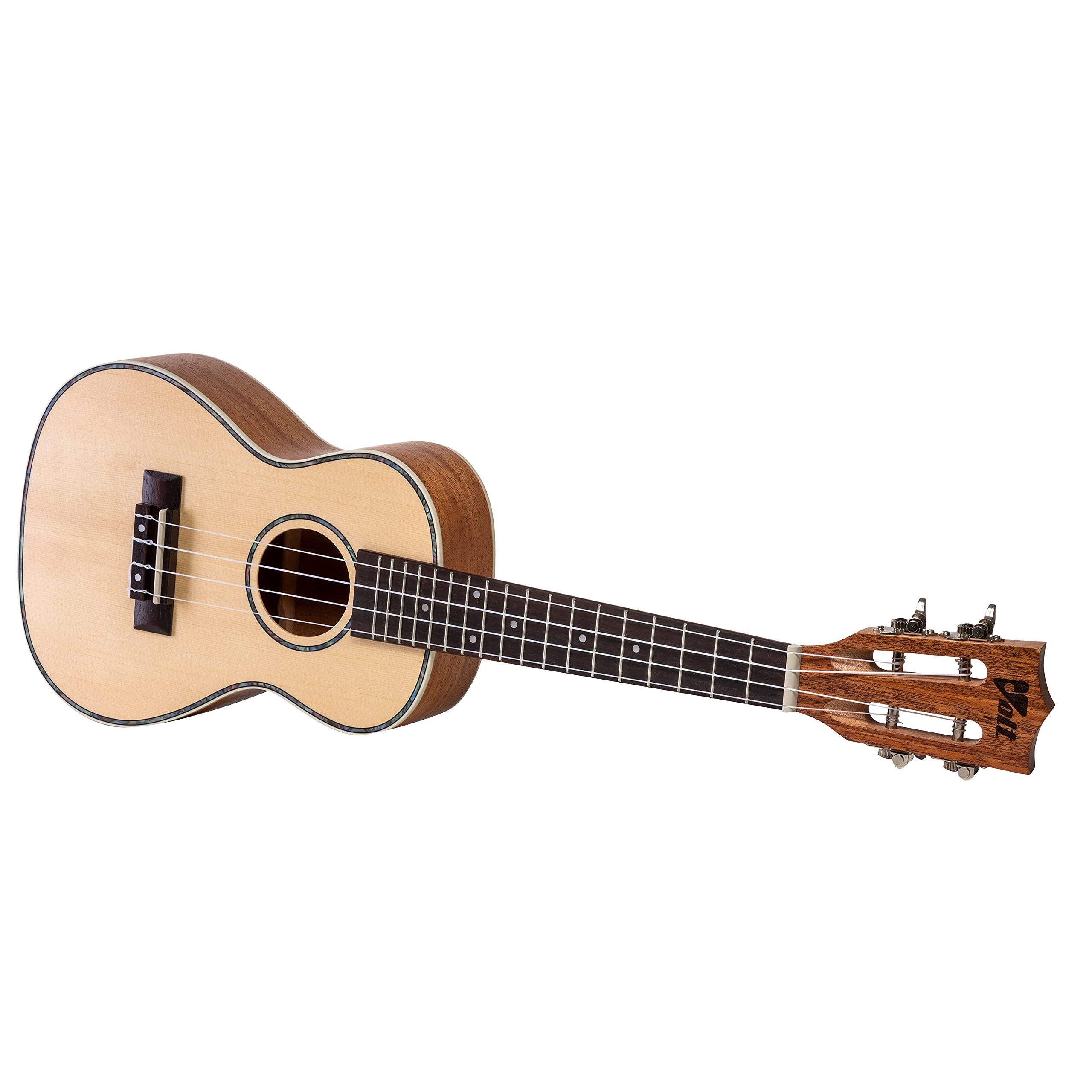 VOLT Ukulele Texas, Größe: Soprano, massive Decke Fichte, Griffbrett: Palisander, edle Hochglanzlackierung, Perlmutt-Einfassungen, Länge: ca. 540 mm, mit Gurtknöpfen, inkl. gefütterte Tasche