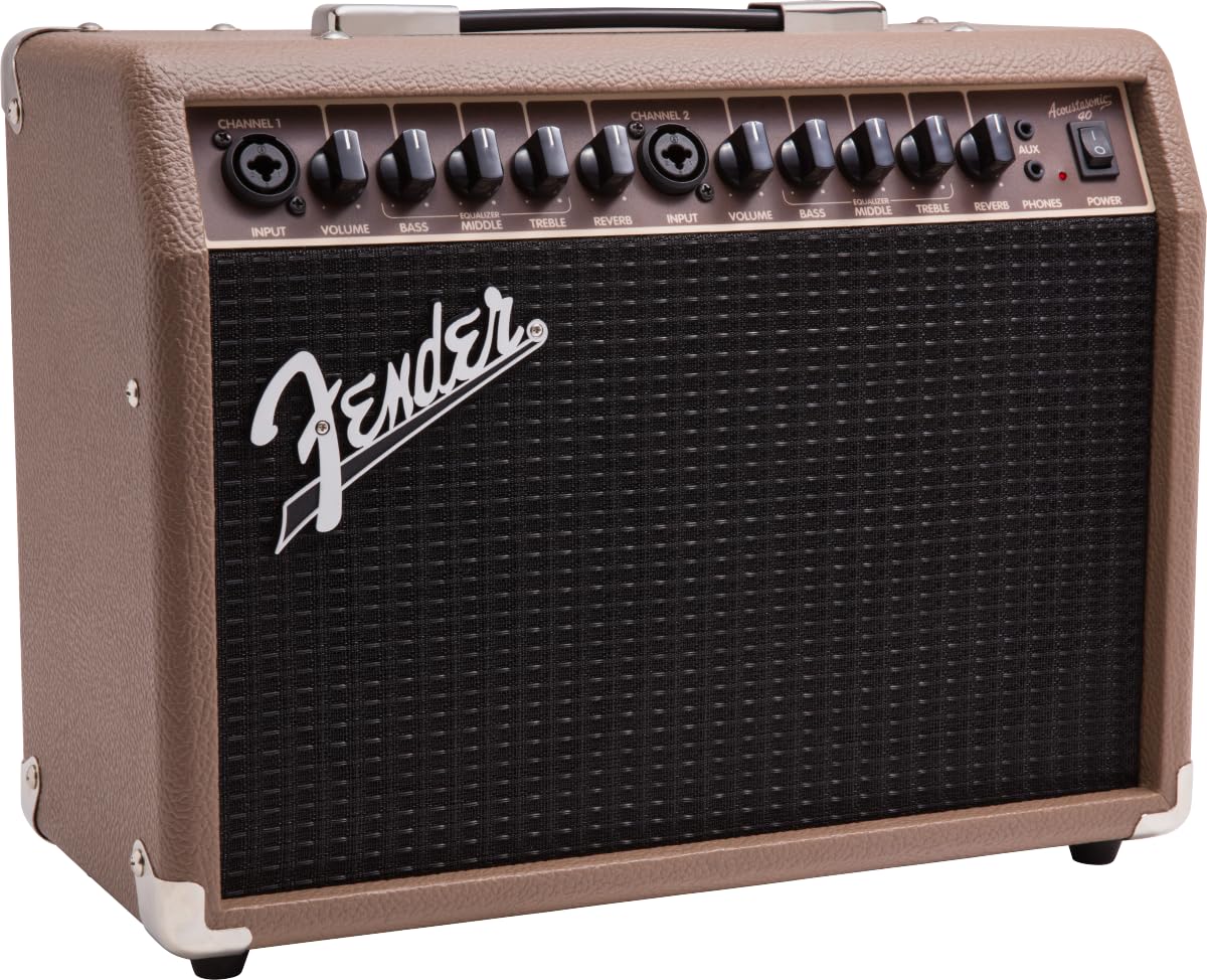 Fender Acoustasonic 40 230 V UK, Amplificateur Combo de 40 W, pour Les Guitares Electro-​Acoustiques et Les Micros, Marron/​Noir