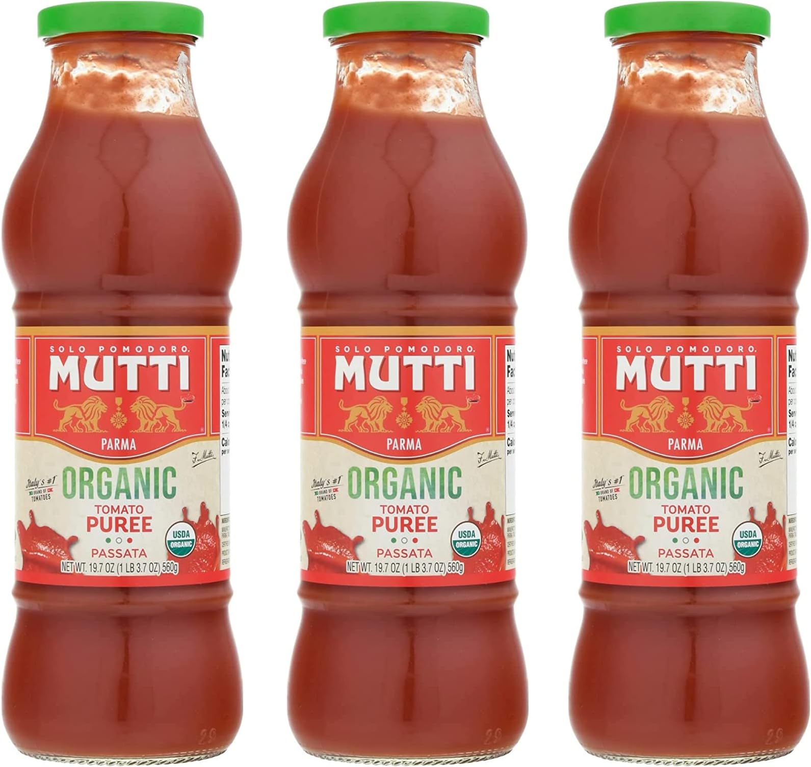 Mutti Organic Tomato Puree (Passata), 19.7 oz. | 3 Pack | Italy’s #1 Brand of Tomatoes | Fresh Taste for Cooking | Bottled Tomatoes | Vegan Friendly & Gluten Free | No Additives or Preservatives
