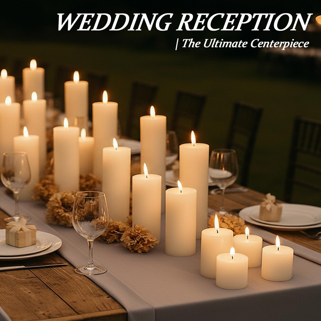 Ivroy Pillar Candles Bulk Set of 36，Hurricane Candles，3 Different Lengths 2 x 3/6/8 Inch (12 Each)，Dripless Unscented Smokeless，Gives You a Better Atmosphere When Organizing an Event Party.