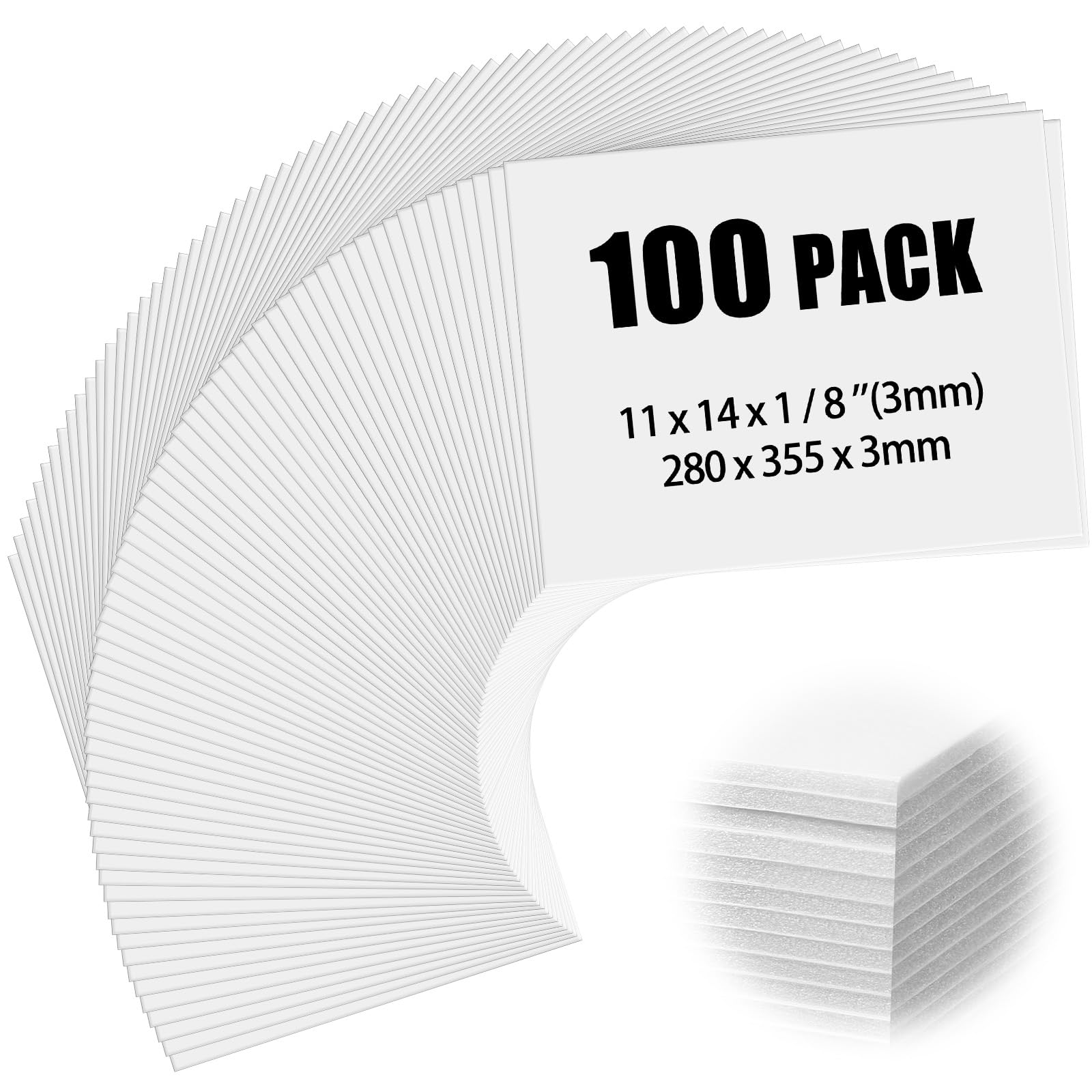 Frienda100 Pack Foam Boards 1/8 Inch Thickness Foam Poster Boards Core Backing Board for Projects Presentation Board for School Crafts Office Art Projects(White,11x14x0.125 Inches)