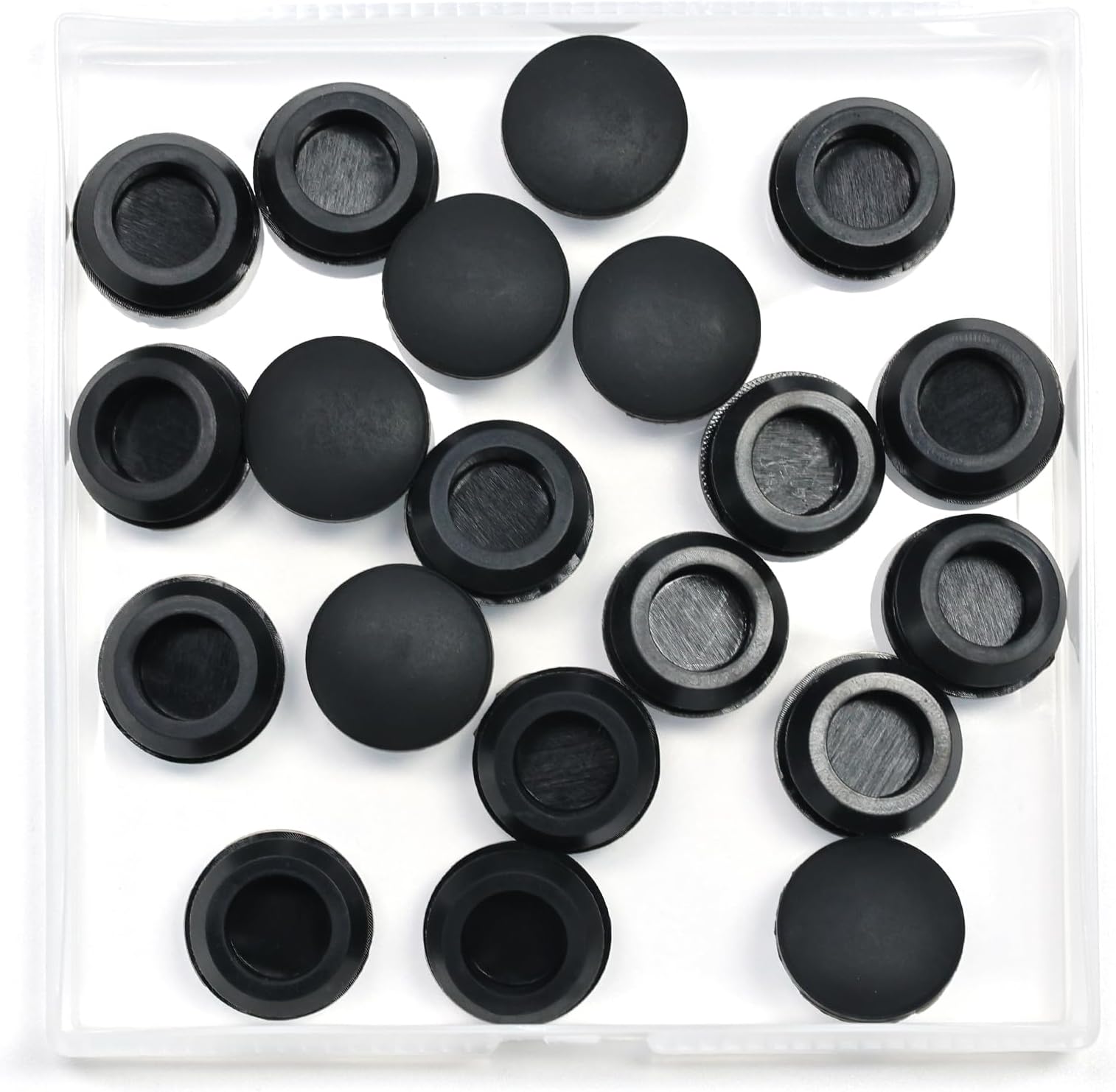 20 Pcs 14 mm Silicone Rubber Plugs Snap in Locking Hole Plugs for 14-15 mm (9/16"-5/8") Round Holes, Flush Type Rubber Stoppers, Flexible Tube Pipe End Caps Covers, Waterproof Sealing Plugs, Black