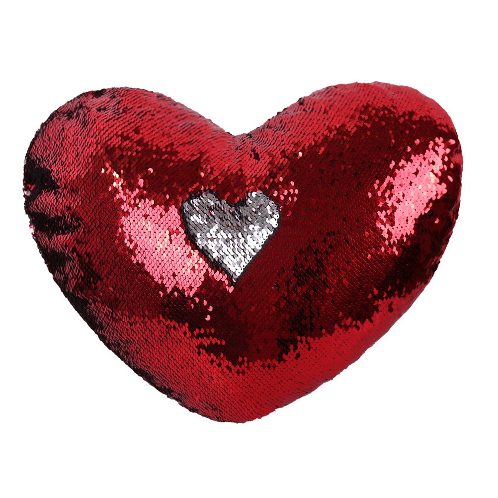 heart sequin pillow