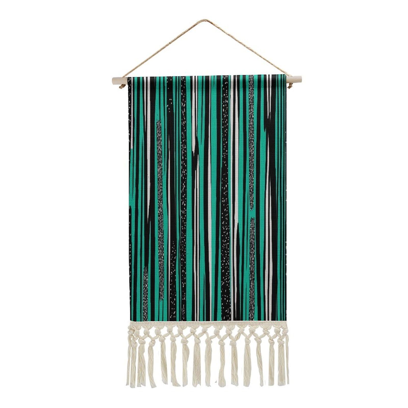 Adfgyerh Style Striped Blue Tapestry With Tassels Cotton And Linen Hanging Posters, Wall Art For Travel Gift, Wall Tapestry For Office Home Decor Bedroom Living Room Decor