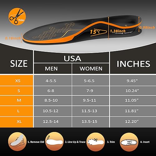 Miniatura 11 de TAEPUSR Plantillas para fascitis plantar para mujeres y hombres, más de 260 libras, con soporte de arco ortopédico para correr, botas de trabajo,