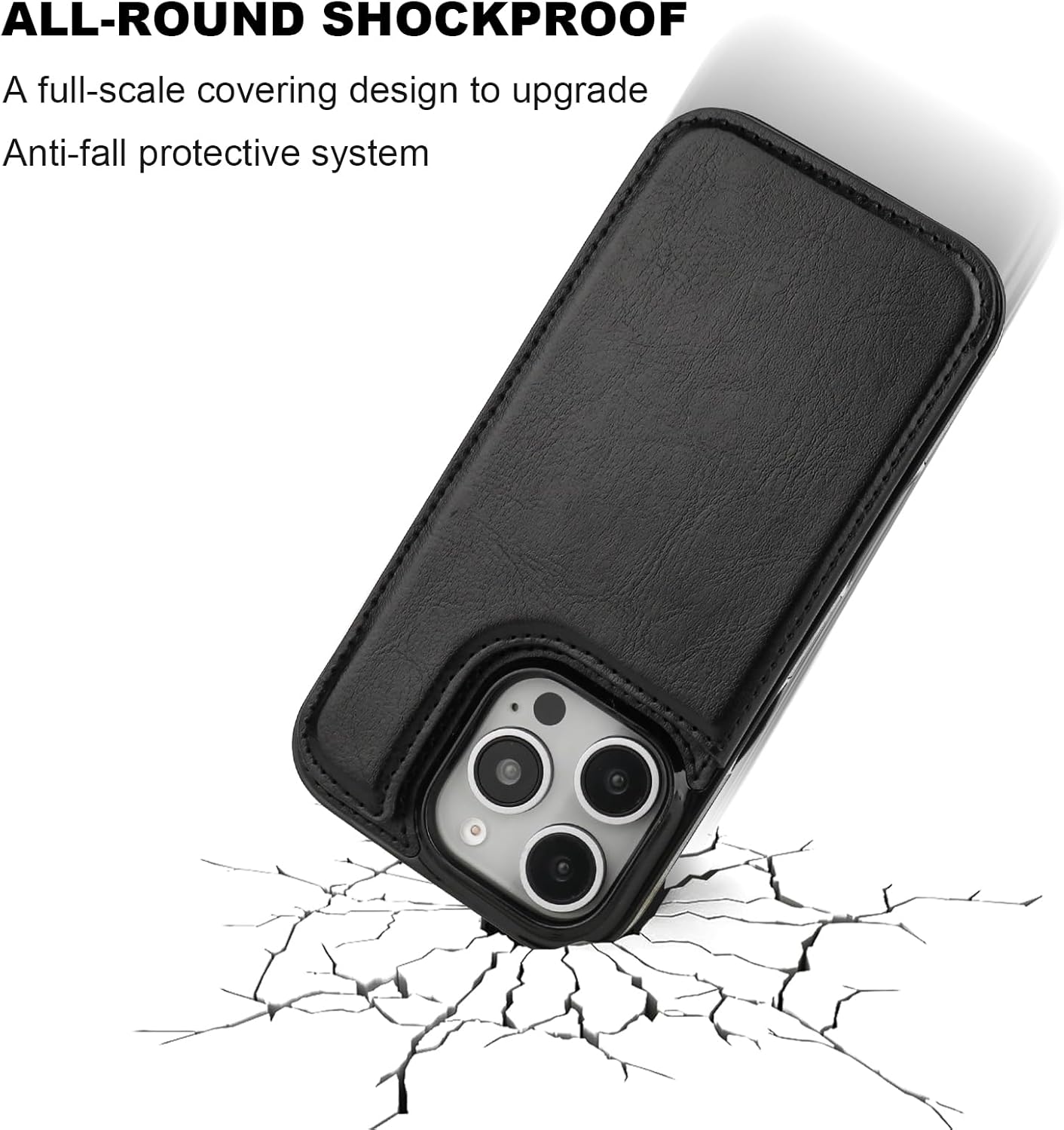 ONETOP Compatible with iPhone 16 Pro Wallet Case with Card Holder, PU Leather Kickstand Card Slots Case, Double Magnetic Clasp and Durable Shockproof Cover 6.3 Inch (Black) - Image 6