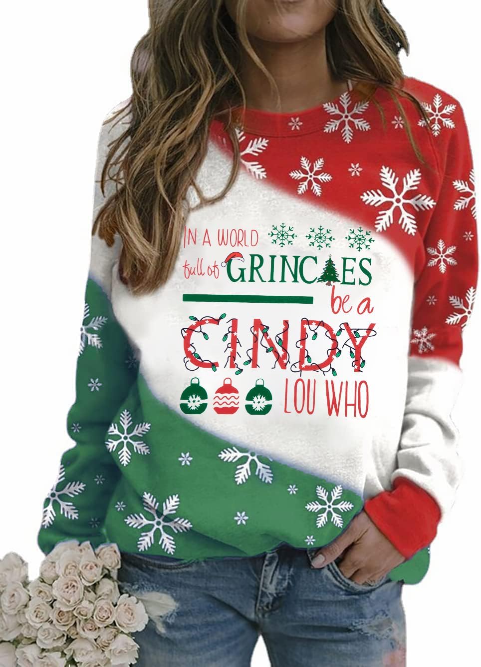 MNLYBABY Be A Cindy Lou Who T-Shirt Tee Christmas Raglan Long Sleeve Tops Splicing Baseball Tees Shirt for Women
