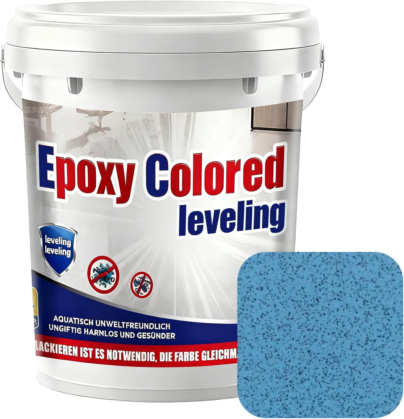 Epoxy Floor Paint, Epoxy Floor Paint 176 Oz, High-gloss Marble Effect Coating, Garage Floors Painting, Covers Approximately 30 to 34 Sq Ft (Gemstone Blue, 176Oz/5kg)