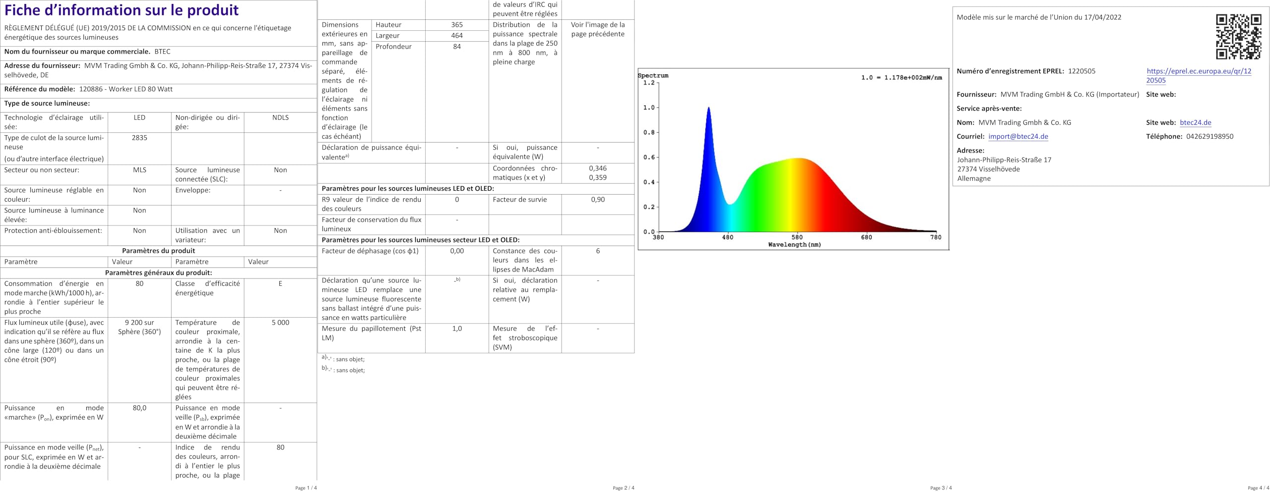 Ampoule LEDvance/OSRAM E40 100W - 10100 Lumens, Lumière Blanc Chaud, Intensité Variable - Neuf