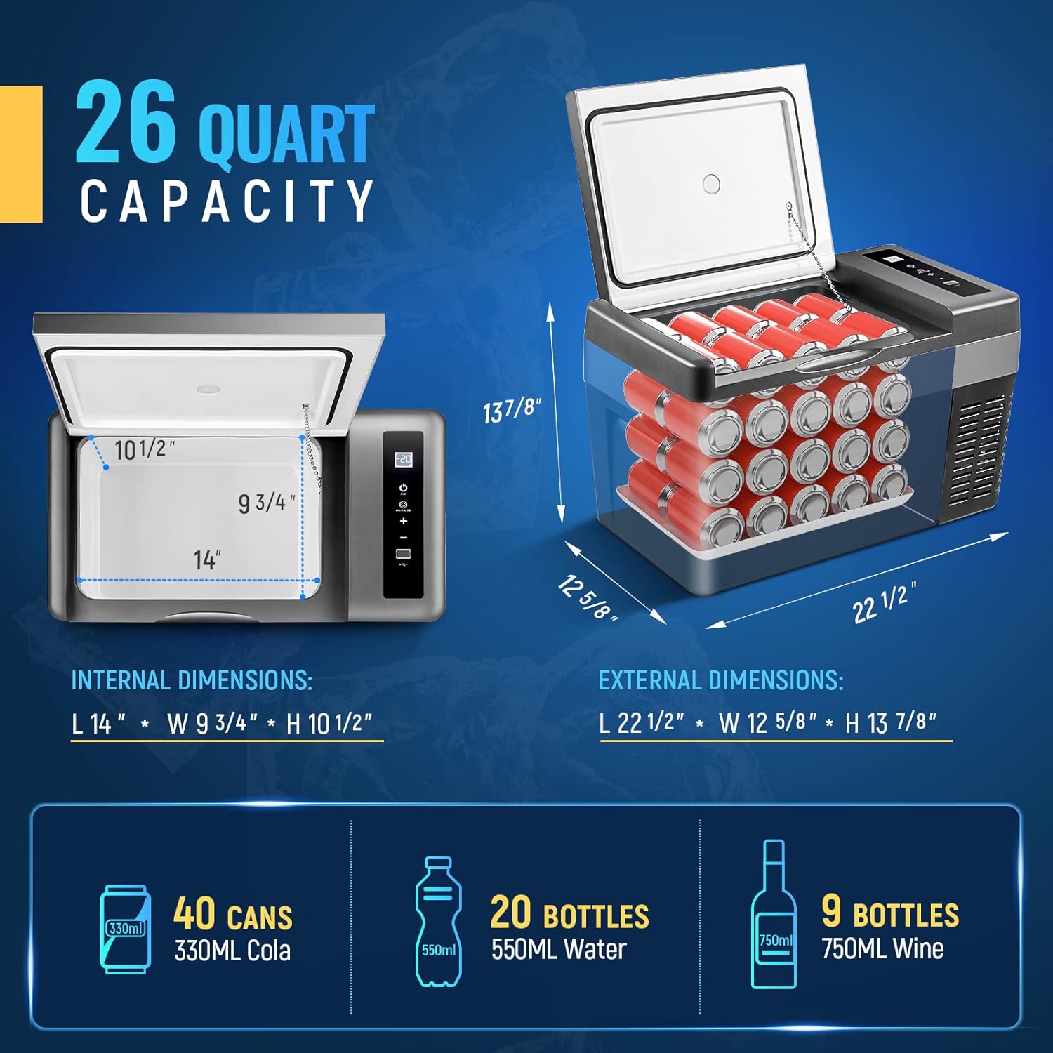26-Quart Portable Refrigerator Dimensions