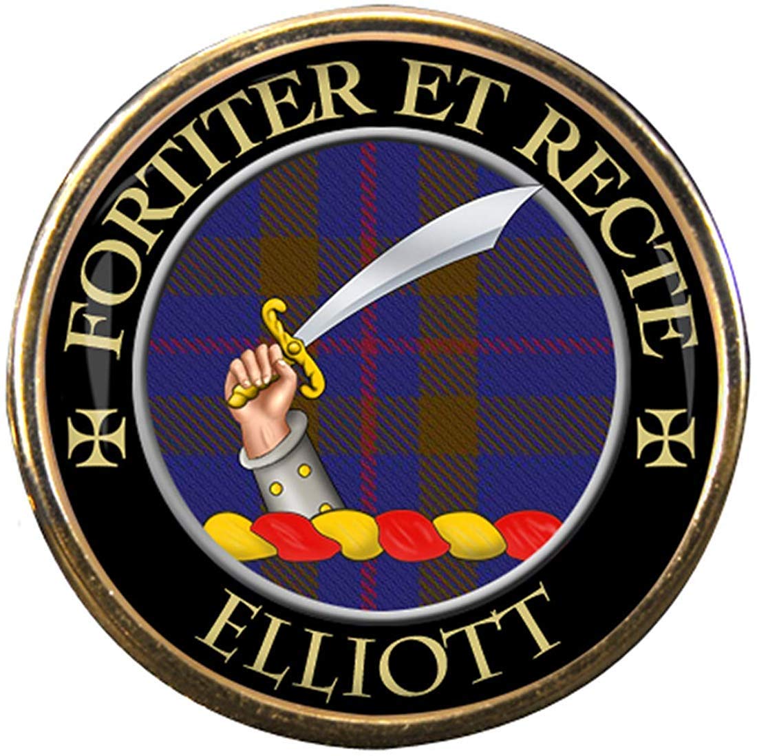 Family-Crests.com Men's Gold Elliott Scottish Clan Pin Badge