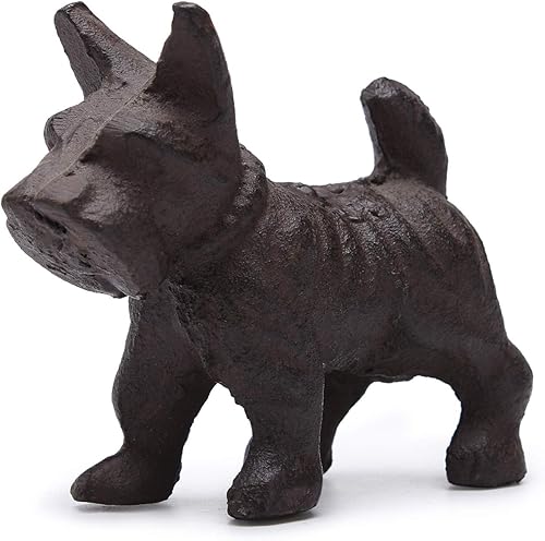 BRASSTAR Estatua de perro Schnauzer de hierro fundido de 3 pulgadas para jardín, hogar, oficina, escritorio, decoración, pisapapeles, colección,