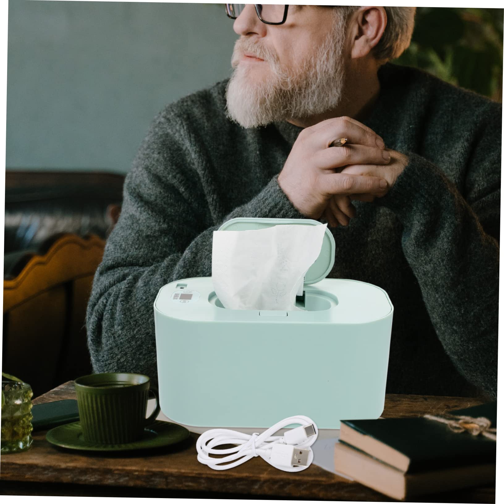 WOONEKY USB Feuchttuchwärmer mit LED Anzeige Tragbare Wärmebox aus Pp für Zuhause und Outdoor 5v 10w Leistung Inklusive USB Datenkabel für Babypflege