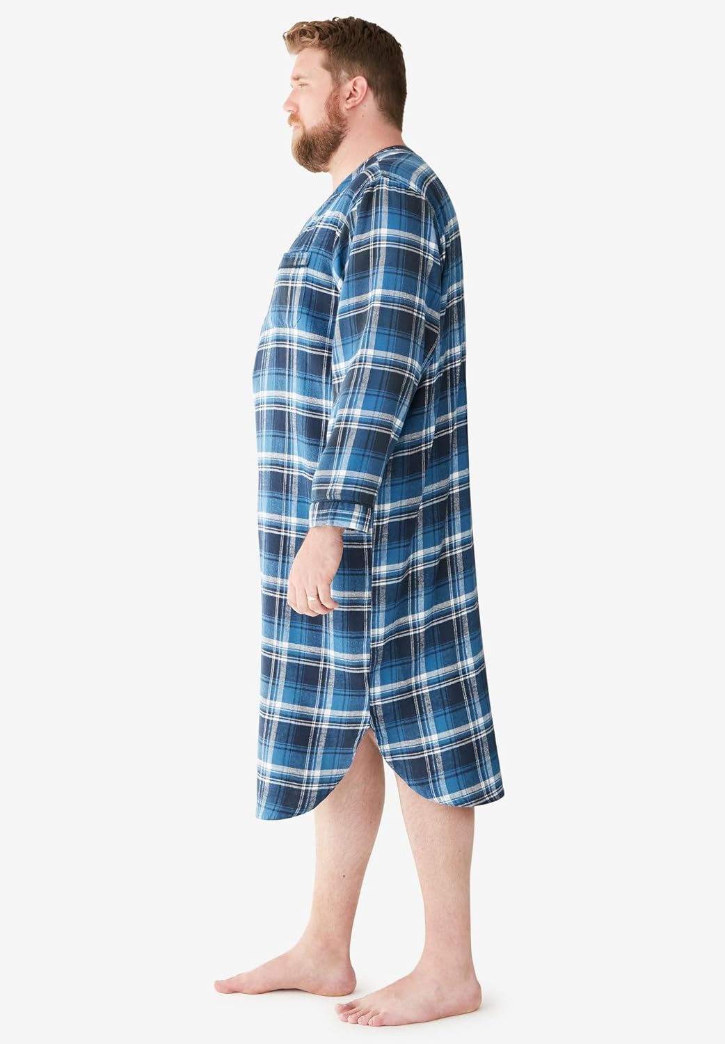 KingSize Men's Big & Tall Plaid Flannel Nightshirt