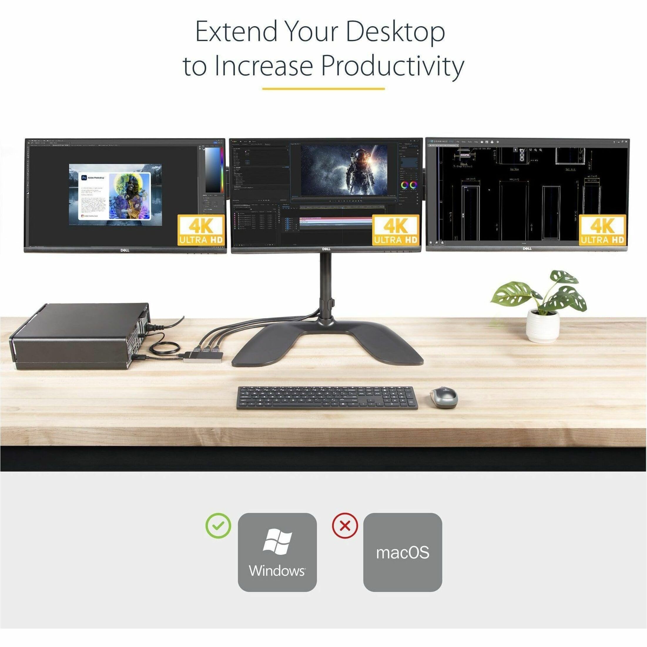 StarTech.com Hub MST Splitter Divisor USB-C a 10Gb de 4 Puertos DisplayPort - DP 1.4 - EDID